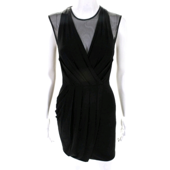 BCBGMaxAzria Dresses & Skirts - BCBG SLEEVELESS CREW NECK DRAPED MINI DRESS BLACK